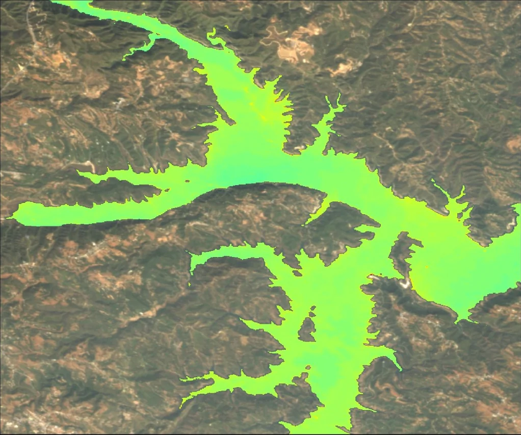 Mapped turbidity over Wanshanhu Reservoir